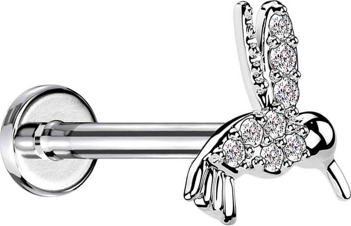 Produktbild Star Piercing Micro Labret Innengewinde silber Kolibri Kristalle silber (Messing, Chirurgenstahl 316L)
