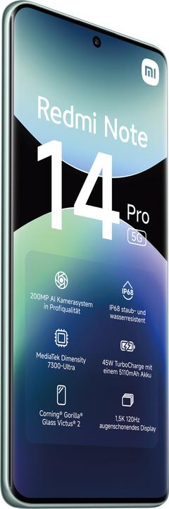 Produktbild Xiaomi Redmi Note 14 Pro 5G (256 GB, Coral Green, 6.67", Dual SIM, 200 Mpx, 5G)