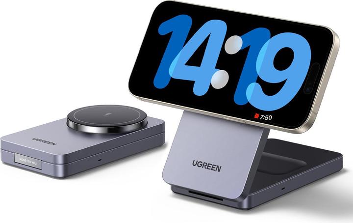 Image du produit Ugreen Chargeur magnétique sans fil 2 en 1 gris (20 W)