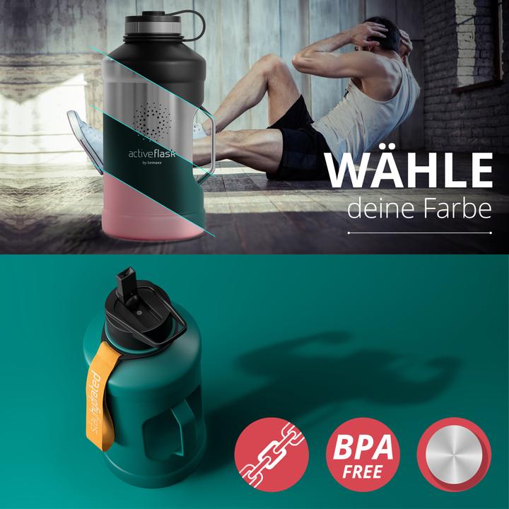 Immagine prodotto BeMaxx Borraccia Active Flask, Single-Wall, 2200ml (2.20 l)