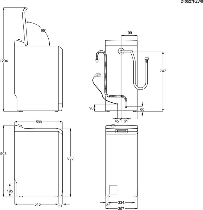 Nährwerte und Zutaten Electrolux WASL5T500 (6 kg, Hinten, CH-Stecker)
