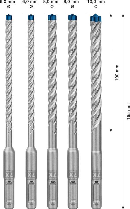Actual product image Bosch Professional Zubehör EXPERT SDS plus-7X hammer drill bit set, 6/6/8/10 mm, 5 pcs. (6.0 mm, 10.0 mm, Ø 8.0 mm)