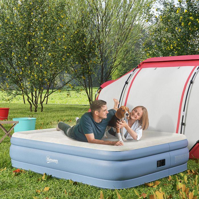 Image du produit Swisshandel24 Matelas de camping pour 2 personnes, gonflable, pompe intégrée, sac de transport, 203x152x46cm (152x203)