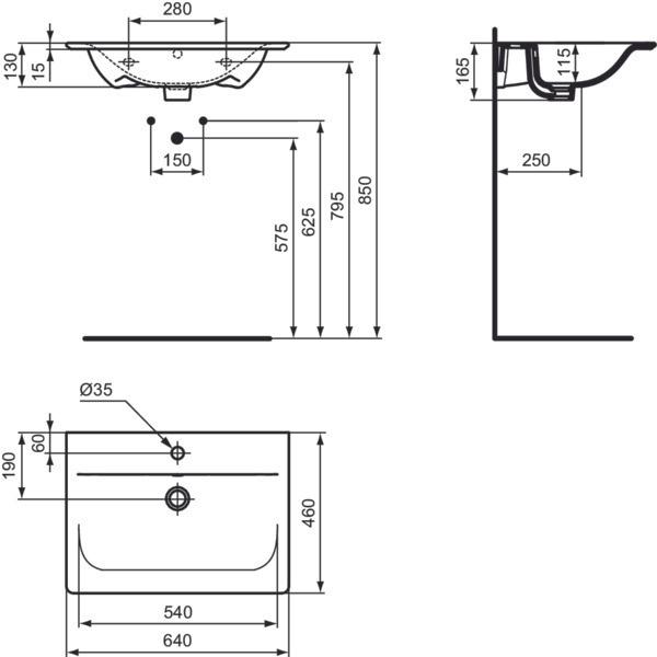 Immagine prodotto Ideal Standard Lavabo a colonna Connect Air 64 cm bianco E028901 (460 mm, 640 mm)