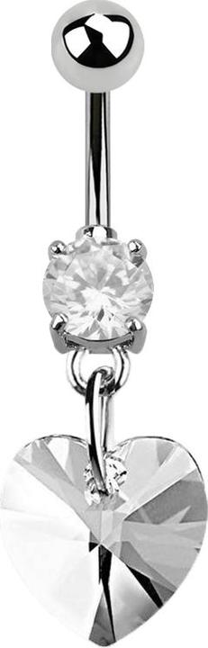 Produktbild Star Piercing Banane silber mit Anhänger Swarovski Kristall Herz klein (Chirurgenstahl 316L, ohne Messing)