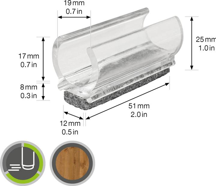 Actual product image Wagner System Klemmschalengleiter (Felt gliders, 4 Piece)