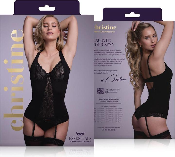 Immagine prodotto Christine Le Duc Set di 2 pezzi con top a reggicalze Marzia - nero (XL)