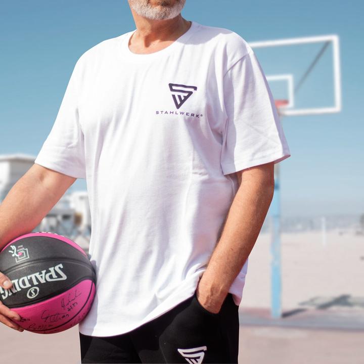 Produktbild Stahlwerk T-Shirt Weiss Grösse L Kurzarm-Hemd mit Logo-Print aus 100% Baumwolle (L)