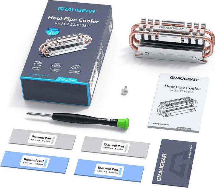 Actual product image Graugear Heatpipe Cooler M.2 2280 SSD