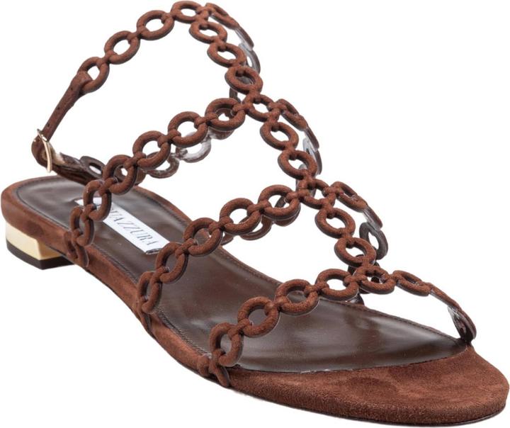 Produktbild Aquazzura Aquazzurra flat infinity chain ​​suede sandal brown color (40)
