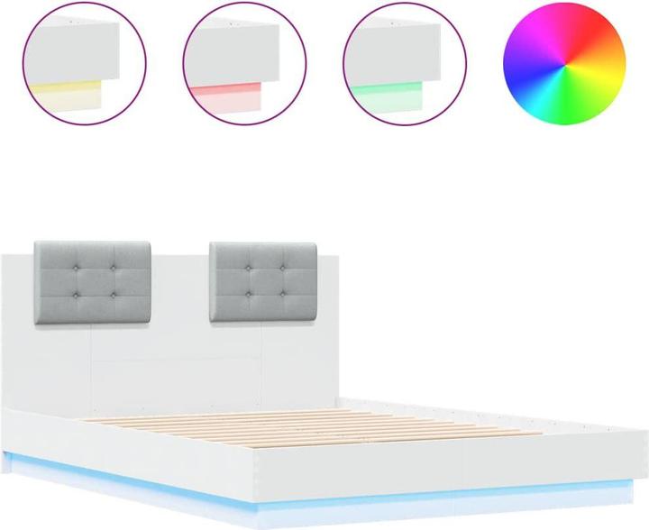 Actual product image VidaXL Bed frame with headboard and LED lights (140 x 190 cm)