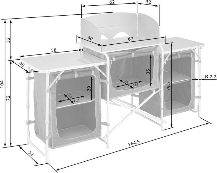 Image du produit tectake Cuisine de camping 172x52x104cm