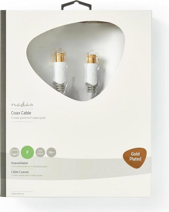 Immagine prodotto Nedis Cavo satellite e antenna - Connettore F-quick - 10 m - rotondo - 75 Ohm - PVC/metallo - Bianco (75 dB, Cavi antenna)