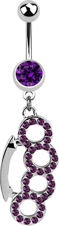 Produktbild Star Piercing Banane silber mit Anhänger Schlagring violett (ohne Messing, Chirurgenstahl 316L)