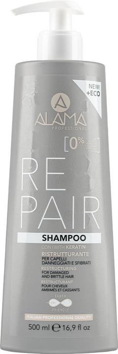 Alama Professional Alama Repair Restructuring Shampoo for Damaged and Frizzy Hair 500ml (500 ml, Flüssiges Shampoo)