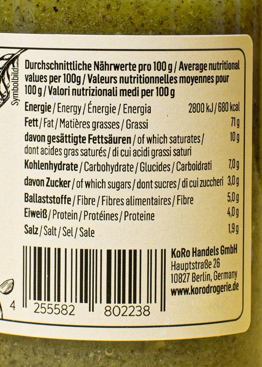 Nährwerte und Zutaten KoRo Grünes Pesto mit Salbei (180 g)