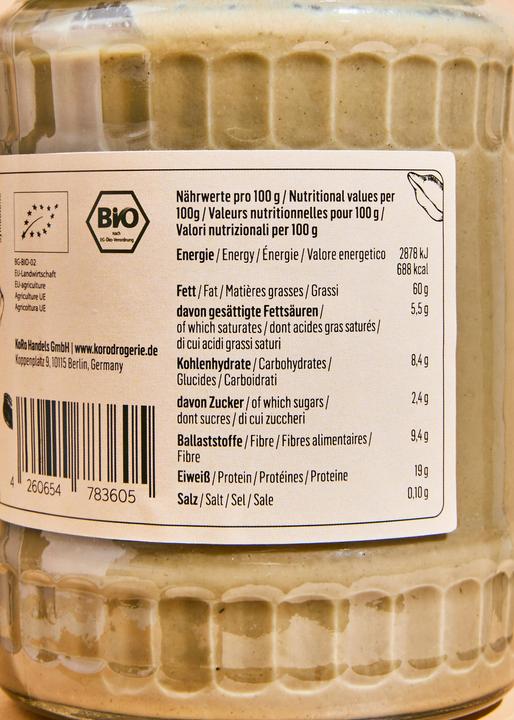 Nährwerte und Zutaten KoRo Bio Sonnenblumenkernmus aus geschälten Sonnenblumenkernen (500 g)