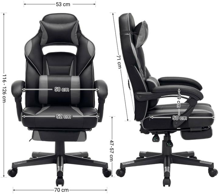 Image du produit Songmics Chaise de jeu, OBG073B03V1 Similicuir gris, piétement noir
