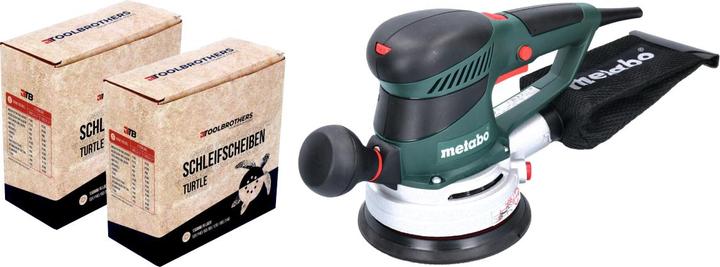 Actual product image Metabo SXE 450 TurboTec Random Orbit Sander 350 Watt 150 mm ( 600129000 ) + 2x Toolbrothers TURTLE Sc