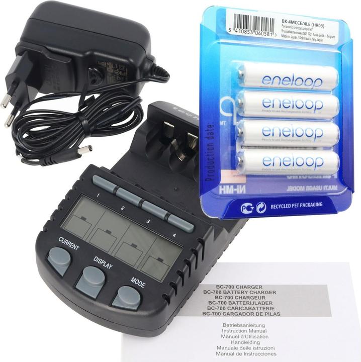 AccuCell Panasonic Eneloop CASE with 2x AA batteries and 1 LCD charger (4 pcs., AA, 3000 mAh, Battery + charger)
