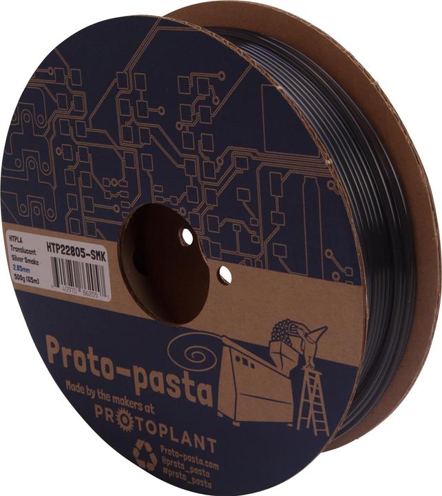 Produktbild Proto-pasta Filament HT PLA 2.0v Silver Smoke 0.5kg 2.85mm (PLA, 2.85 mm, 500 g, Grau, Schwarz)