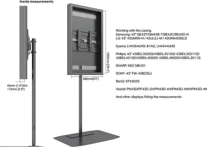 Actual product image Multibrackets Stele ohne Monitor, Portrait, schwarz, 43"/9764
