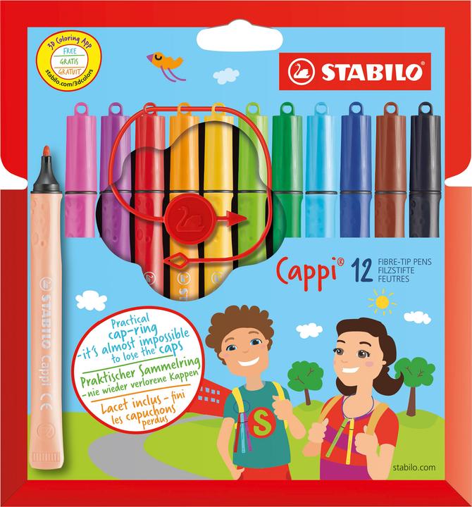 Produktbild STABILO Cappi Filzstift mit Kappenring (Sortiert, 12 x)