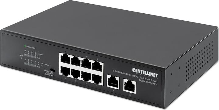 Immagine prodotto Intellinet Switch PoE+ Gigabit Ethernet a 8 porte con 2 porte di collegamento Gigabit RJ45 (10 Porti)