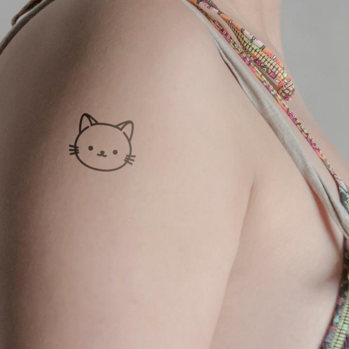 Actual product image minink Temporary tattoo - Cute cat