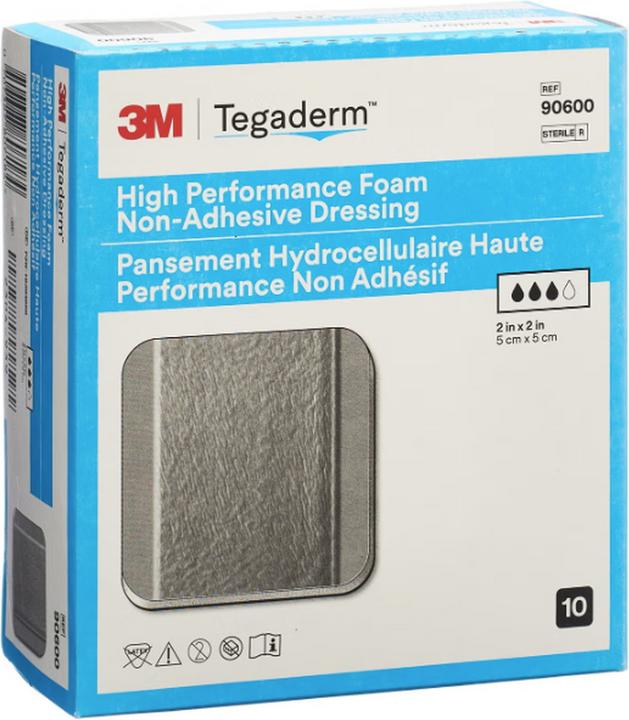 3M Tegaderm High Performance Foam Schaumkompresse 5.1x5.1cm non adhäsiv 10 Stk (Schaum)