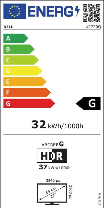 Energie-Label Dell UltraSharp U2720Q (3840 x 2160 Pixel, 27")