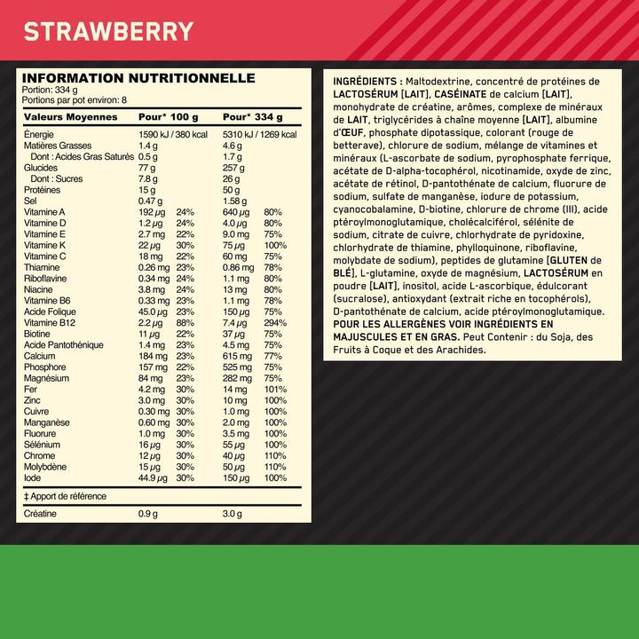 Actual product image Optimum Nutrition Serious Mass (Strawberry, 1 pcs., 2722 g)