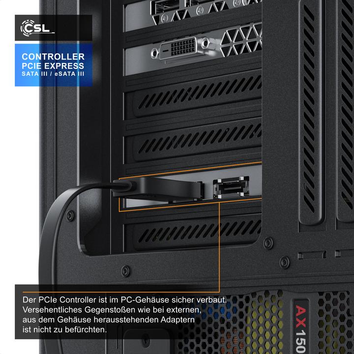 Produktbild CSL PCIe Karte, SATA III / eSata III, 2x intern SATA, 2x extern eSATA Controllerkarte