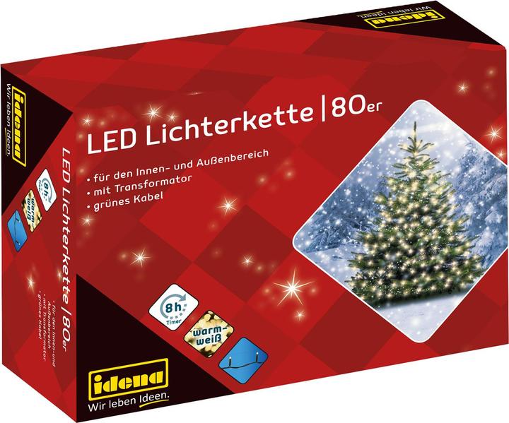 Actual product image Idena LED fairy lights 80 warm white, outdoor (8 m)