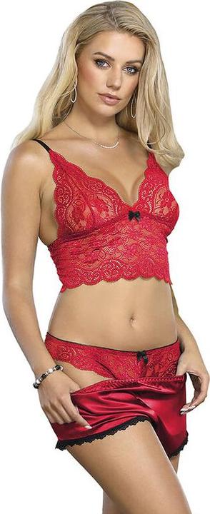 Immagine prodotto Subblime 953904 CAMICIA DA NOTTE IN SETA E PIZZO + MUTANDINE ROSSE L/XL (XL)
