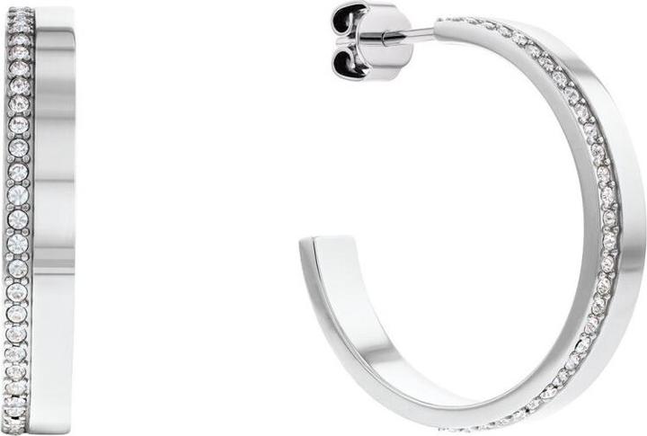 Actual product image Calvin Klein Elegant steel earrings with crystals Minimal Linear 35000163