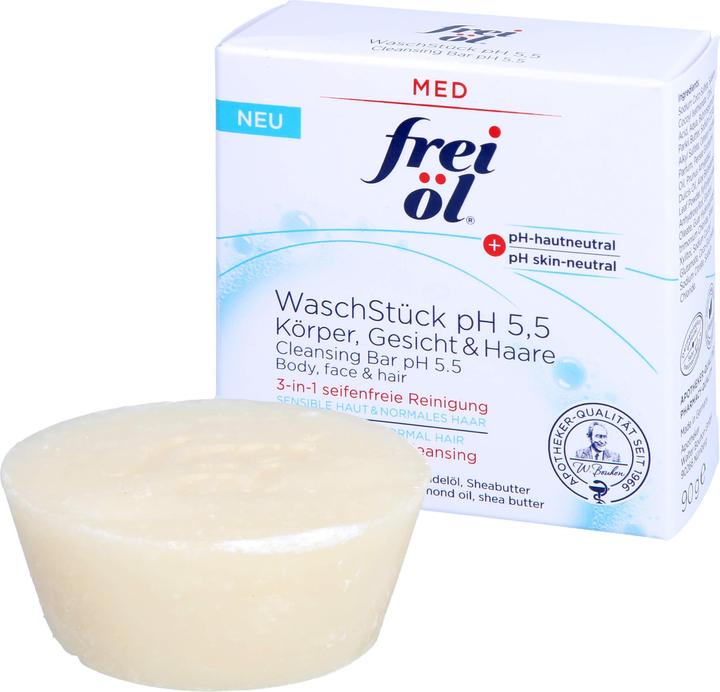 Frei Öl WaschStück pH 5,5 für Körper, Gesicht und Haare, 90 g Seifenstück (Flüssigseife)