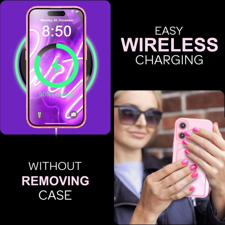 Immagine prodotto Nalia Portacarte trasparente in silicone trasparente al neon (Apple iPhone 16)