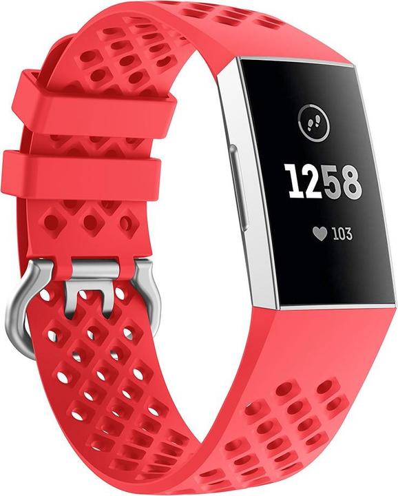 Actual product image Cover-Discount Fitbit Charge - silicone sports bracelet perforated red (Silicone, Charge 3, Charge 4)
