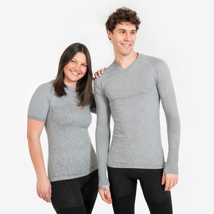 Actual product image Kipsta Funktionsshirt Fussball kurzarm Keepdry 500 Wärmekomfort Damen/Herren grau (L)