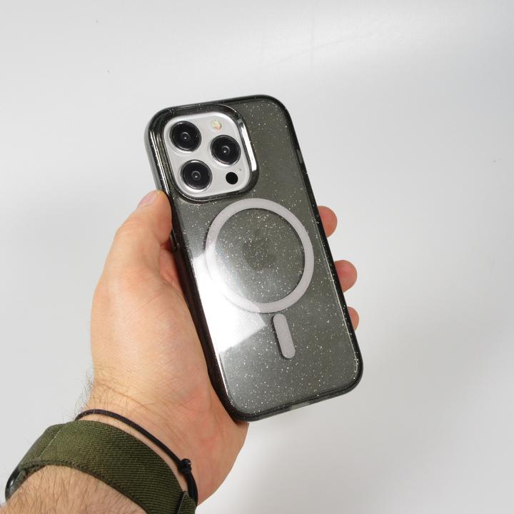 Produktbild PhoneLook Hülle Hartes Silikon mit Glitzer Rückseite und MagSafe (Apple iPhone 15 Pro)