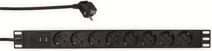 Actual product image LogiLink Power strip CEE7/3 + 2 USB, with Ü-protection (8 x, CEE 7/3, 2 m)