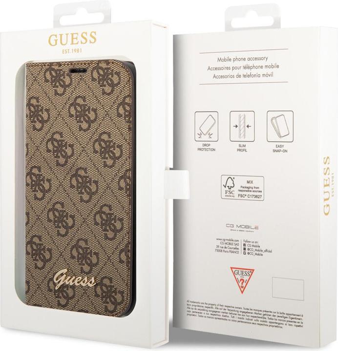 Actual product image Guess GUBKP14SHG4SHW iPhone 14 6.1" brązowy/brown book 4G Vintage Gold Logo (Apple iPhone 14)