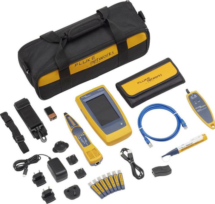AC-Ladegerät, Aufhängegurt, Rj45/11-Universalkoppler, Intellitone Pro 200-Sonde, Rj45-Rj45-Patchkabel, Test-Kit-Tasche, LinkIQ Kabel+Netzwerk-Tester Enthält LinkIQ Mit Remote-Ids Nr. 1-7