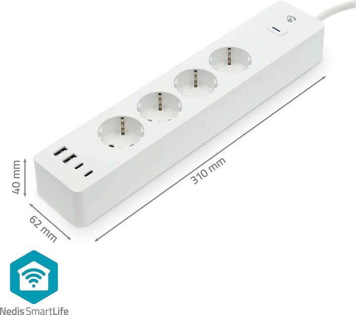 Image du produit Nedis SmartLife Power Strip Wi-Fi | Hybride (CEE 7/7) / USB A / USB-C™ | 16 A | 3680 W | 2.00 m | 0 -