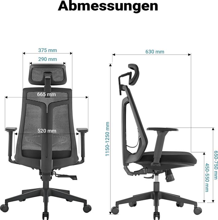 Produktbild Wiltec Ergonomischer Bürostuhl