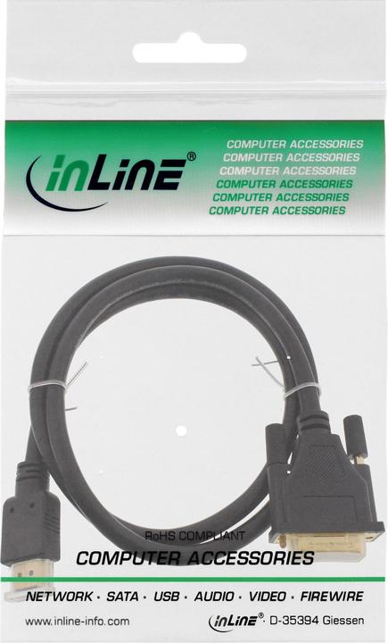 Immagine prodotto InLine Cavo HDMI-DVI Cavo HDMI Da HDMI St a DVI 18+1 Contatti placcati in oro St 15m (15 m, HDMI)
