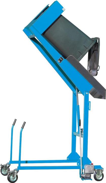 Image du produit eurokraft pro Basculeur de poubelles mobile, hydraulique, avec pompe manuelle, bleu clair.