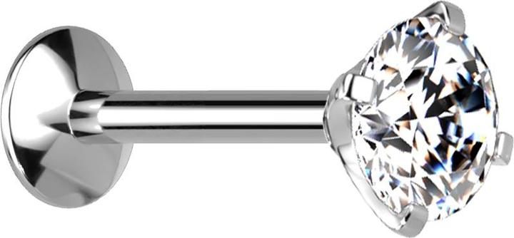 Produktbild Star Piercing Micro Innengewinde Labret UFO silber mit Kristall silber gefasst (ohne Messing, Titan G23)