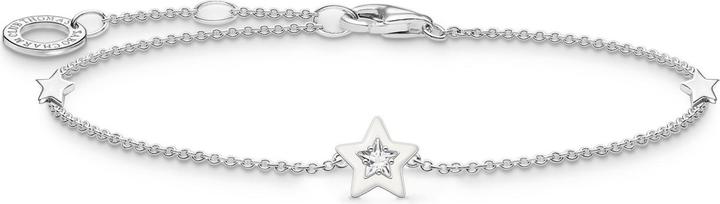 Thomas Sabo Armband Stern mit weissen Steinen und weisser Kaltemaille Silber -A2136-041-14-L19V A2136-041-14-L19 (19 cm, Emaille, 925er Silber)